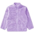 thumbnail image 3 of YONGHS Kids Girls Polar Fleece Jacket Long Sleeve Zipper Outerwear Winter Warm Coat Purple 3-4, 3 of 6