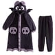 thumbnail image 2 of Camisón con capucha de murciélago para Cosplay, conjunto de 2 piezas con esqueleto de bruja, pijama de franela para invierno, ropa de dormir para Halloween, 2 of 4
