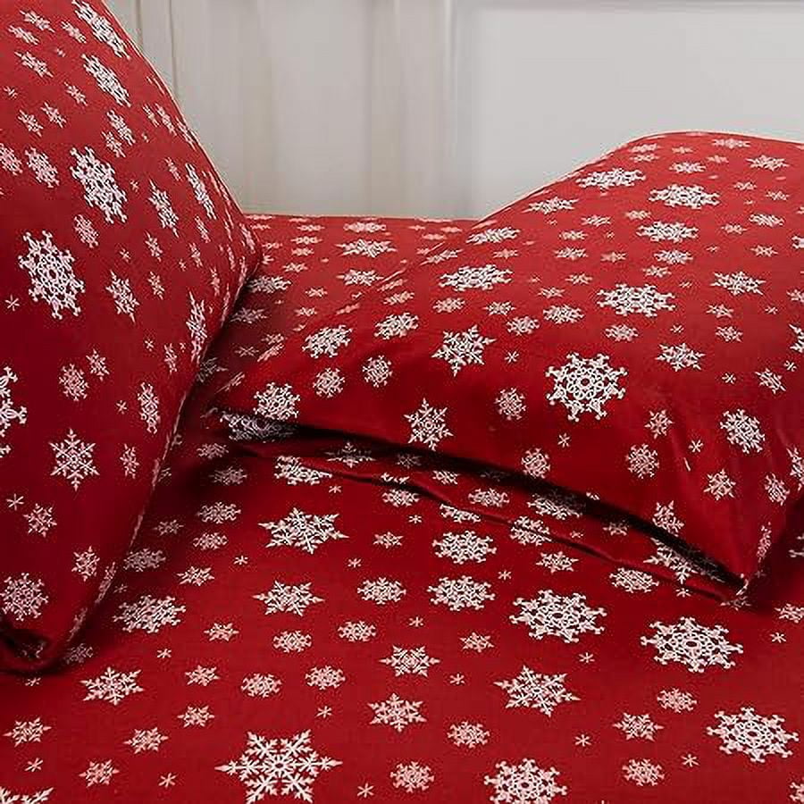 Holiday Pattern Microfiber- Wrinkle and Fade Resistant (6-Piece) Bedding Set, Cal King, SnowFlake-Burgundy