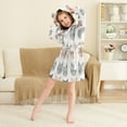 thumbnail image 3 of FORMRS Niños Bathrobe Unisex Hooded Robe Soft Plush Pajamas Sleepwear, Size 7-9T, Gray Cat Pattern, 3 of 7
