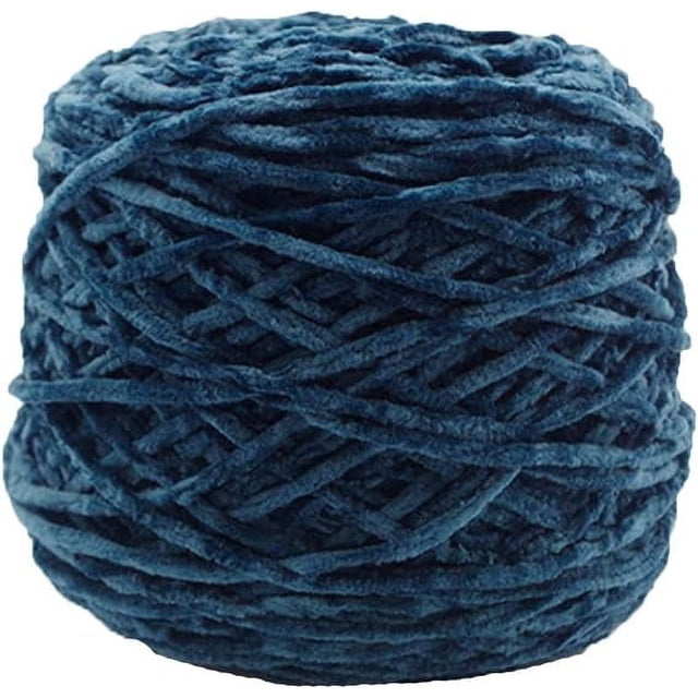 Xiao Hua Hilo de terciopelo chenilla azul pavo real de 250 g, voluminoso, vegano, suave, para tejer a mano, para tejer a ganchillo, para ropa, gorros, bufandas y mantas.
