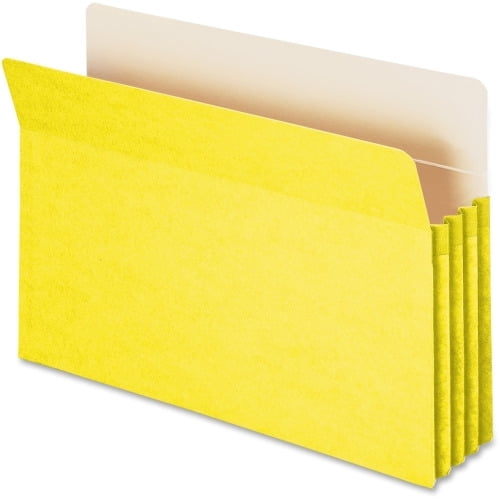 Smead Drop Front Panel Colored File Pockets Legal - 8 1/2' x 14' Sheet Size - 3 1/2' Expansion - Straight Tab Cut - Top Tab Location - Yellow - 4.08 oz - Recycled - 1 Each