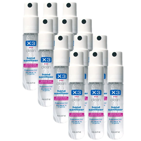 Spray desinfectante para manos X3 Clean Mini sin alcohol, 8 ml (paquete de 12)