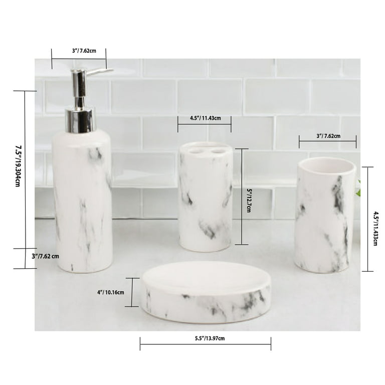 Modern 4 Piece White Ceramic Bathroom Accessories Set