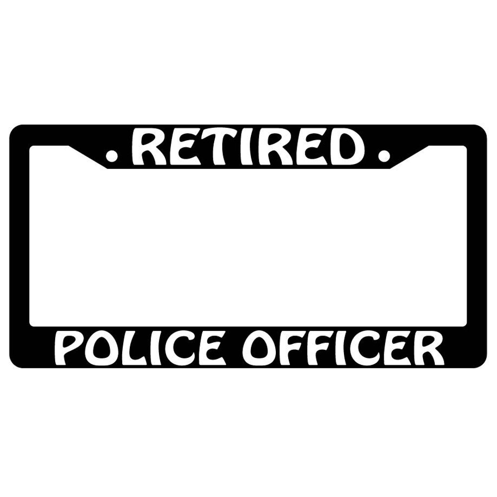 Retired Police Officer Black Plastic License Plate Frame AMA Walmart