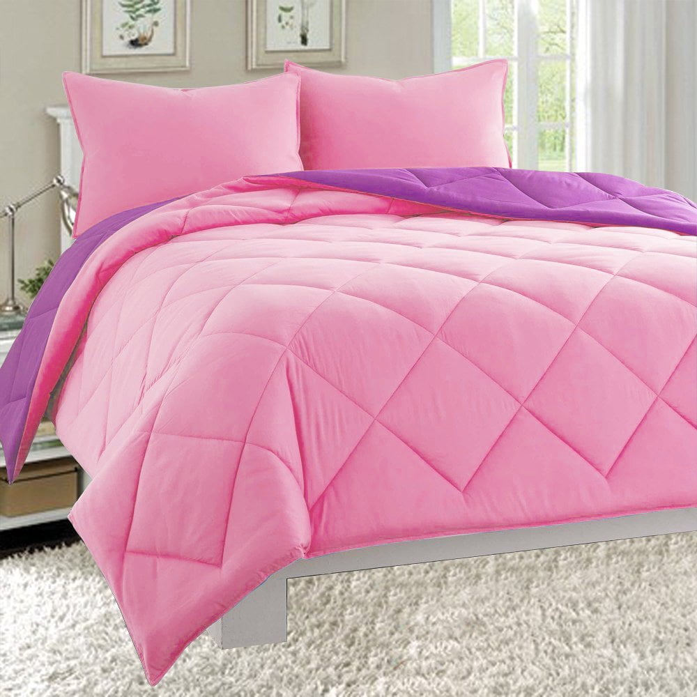 11 Colors Reversible Comforter Set Down Alternative 3-Piece Bedding Super SOFT 