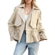 thumbnail image 1 of Abrigo Trench de Larga con Cuello de Solapa para Mujer, Abierto por Delante y Fruncido, Ideal para la Oficina Caqui XL, 1 of 7