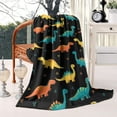 thumbnail image 2 of Black Colorful Dinosaurs Pattern Blanket,Comfortable Soft Lamb Wool Throw Blanket,All Season,Warm Lightweight Blankets for Sofa Bed Couch Living Room Chair,60"x80", 2 of 4