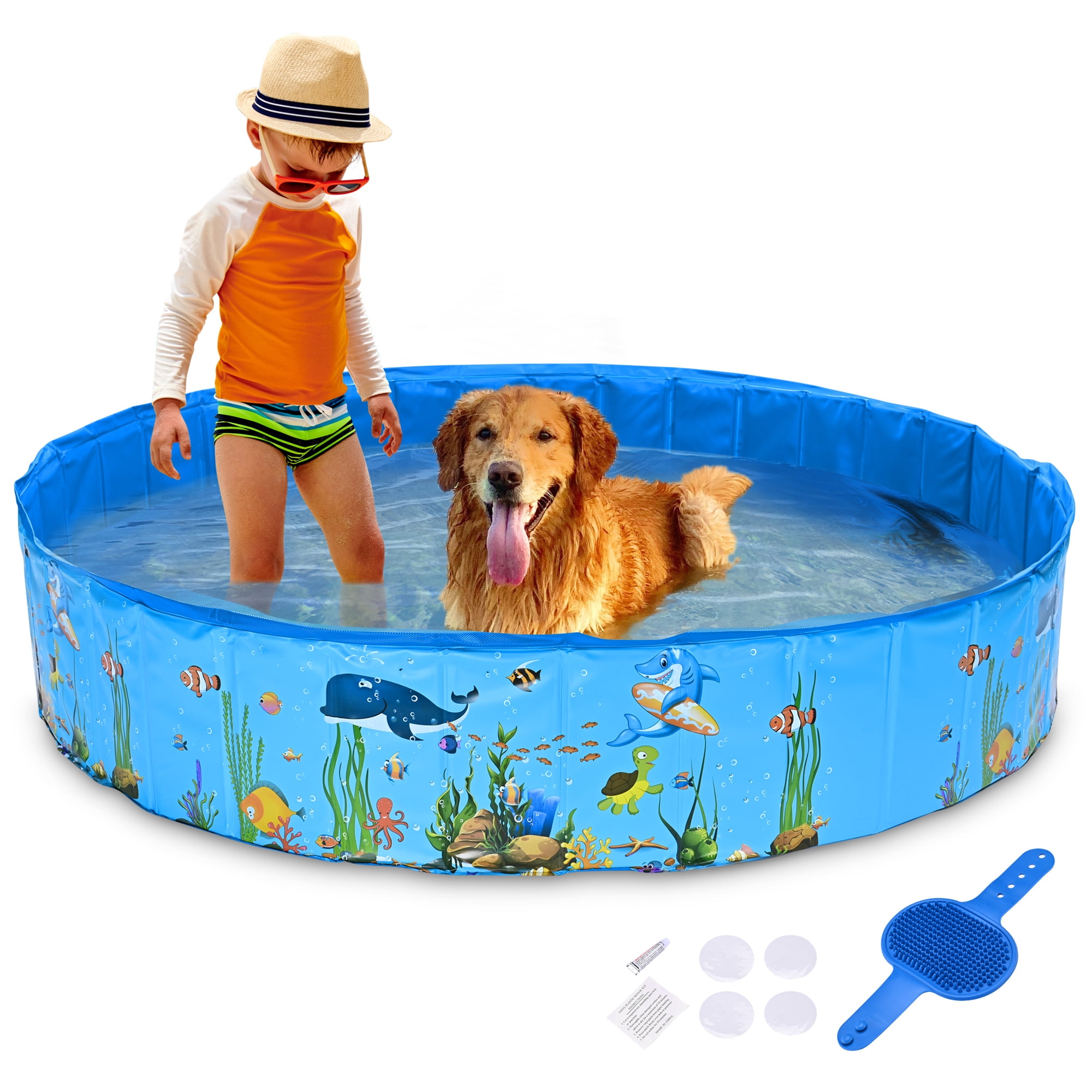 Zaqw pet pool,Foldable Dog Pet Bath Pool Collapsible Dog Pet Pool