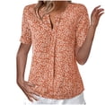 thumbnail image 2 of Vivianyo HD Floral Tops for Women Plus Size 2024 Small Floral Print Summer Fashion Casual Button V-Neck Printed Ruffled Short Sleeved Loose T-Shirt Trendy Comfy Slim Tunic Flowy Blouse Top/Shirt, 2 of 4