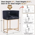 thumbnail image 6 of Guyou Modern Counter Height Bar Stool, 24" Velvet Counter Stools with Tall Barrel Back, Black Tubular Frame, Deep Comfortable Seat Island Stools for Kitchen Counter, Home Bars, Black, 6 of 9