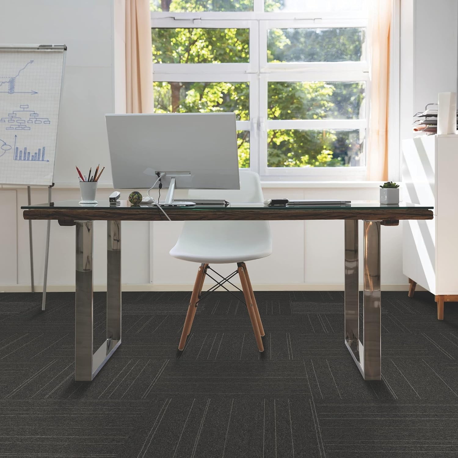 Mohawk Basics 24" x 24" Carpet Tile Sample with EnviroStrand™ PET Fiber in Smoke (1 piece)
