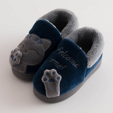 

〖Roliyen〗Girls Slippers Kids Baby Boys Girls Winter Slippers Cartoon Cat Non-Slip Home Indoors Shoes