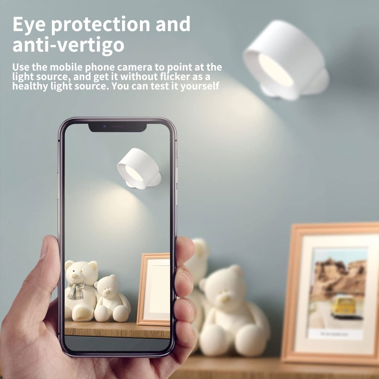 Gnmfd LED Wall Sconce Rechargeable Battery Operated with Remote Control 360° Magnetic Rotation 3 Color Modes 3 Brightness Adjustable Dimmable Wall Light for Bedroom Bedside Reading