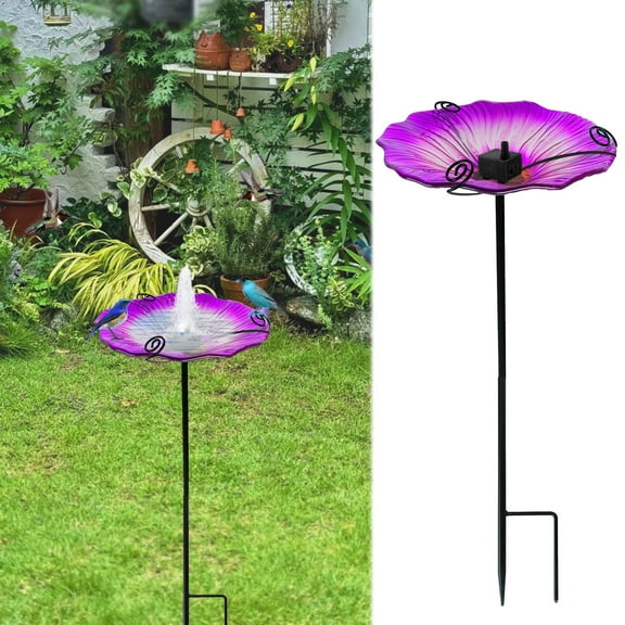 Solar Bird Bath Fountain - Automatic Water Circulator for Hummingbirds - Durable Design with Stable Ground Stake - Decorative Outdoor Birdbath for Garden, Lawn & Patio