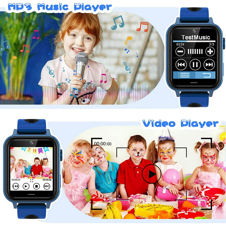 Kids Game Smart Watch Gift for Girls Age 6-12, 24 Puzzle Games HD Touch  Screen Kids Watches with Video Camera Music Player Pedometer Flashlight
