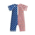 thumbnail image 1 of Qmyliery Children Baby Swimwear One Piece, Boy Independence Day Star Stripe Pattern Short Sleeve Zipper Front Bathing Suit, 1 of 8