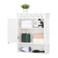 thumbnail image 3 of Hassch Wall Mounted Bathroom Storage Cabinet with 2 Doors, 3-Tier Shelf, Carved Design, White, 3 of 8