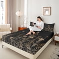 thumbnail image 4 of Castle Fairy Teens Vintage Flowers Leaves Twin Sheet Sets,Black Brown Bedding, 4 of 7