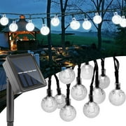 Outdoor Solar String Lights 21.4 Feet 30 LED Waterproof Fairy Bubble Crystal Ball Light - White