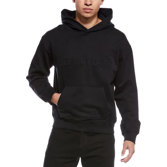 Helmut Lang mens Embossed Studio Hoodie, XL, Black
