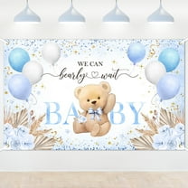 Mocsicka Blue Bear Baby Shower Backdrop We Can Bearly Wait BannerBear Baby Shower Decorations  for Boy Newborn