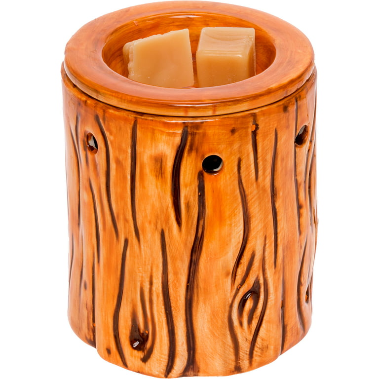 Mindful Design Wood Log Candle Warmer for Wax Melts, Tarts, Fragrance Oils  - Aromatherapy Electric Decorative Wax Burner for Scented Wax Candles -  Cute Candle Wax Melter 
