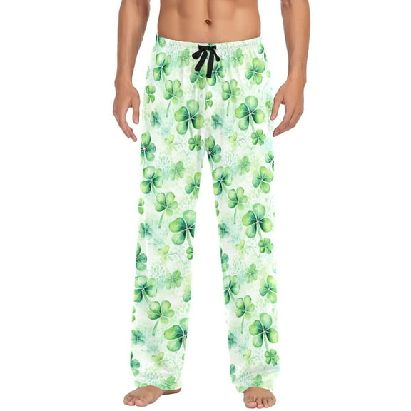 joogoo Men's Pajama Pants Four Leaf Clover Cotton Long Sleepwear Lounge Pants L