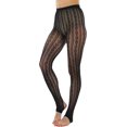 thumbnail image 3 of ToBeInStyle Women's Cascading Heart Striped Fishnet Stirrup Footless Tights - Black, 3 of 6