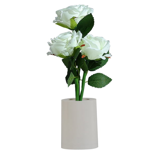 Luz rosa de 3 cabezales, lámpara de noche China, mesita de noche, decoración del hogar, color blanco