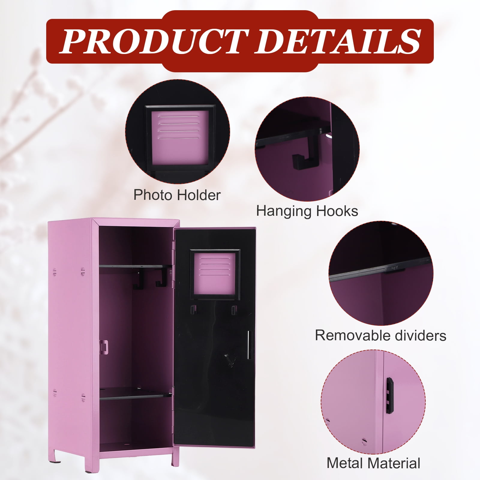 Mini Locker 4.3 x 10.8 Inch, 2 Pcs Small Locker with Lock Keys, Metal Money Safe Storage Box for Desk Bedroom, Light Purple
