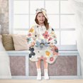 thumbnail image 7 of FORMRS Wearable Blanket Hoodie with Sleeves for Kids Cozy Flannel Sweatshirt, Beige Retro Flower, 7 of 7