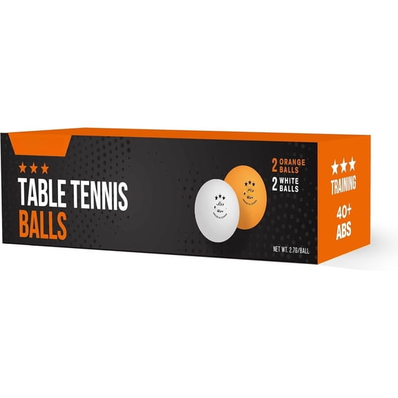 Ping Pong Balls - 3- Table Tennis Balls | High-Performance 40 ABS Professional Quality | Durability for Indoor & Outdoor Ping Pong Tables (White/Orange, 4-Pack)