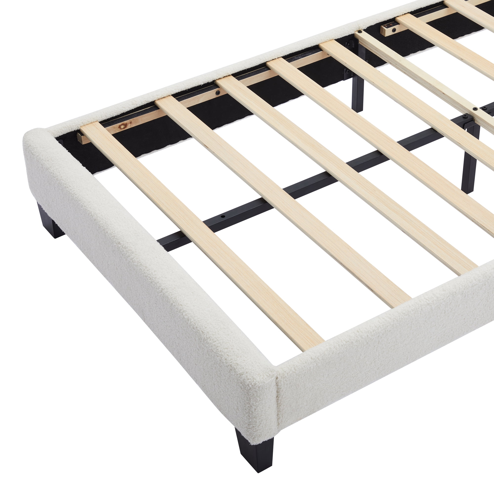 Euroco 2 Pieces Bedroom Set, Upholstery Twin Size LED Platform Bed with Storage Ottoman for Bedroom, Beige