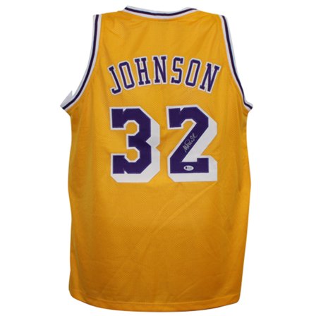 Magic Johnson Autographed Los Angeles (Yellow #32) Custom Jersey - Beckett