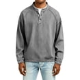 thumbnail image 5 of T-Shirts for Man, Vintage Distressed Long Sleeve Button Up Denim Pullover, Mens Vintage Henley Shirts with Button Placket for Casual, 5 of 6