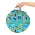 thumbnail image 2 of Animal Round Floor Cushion with Handle, Colorful Pattern of Various Jungle Animals in a Tropic Setting, Decorative Pillow for Living Room & Dorms, 18" Round, Deep Sky Blue Multicolor, by Ambesonne, 2 of 4