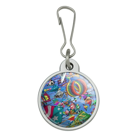 Kites Flying Riding The Wind Jacket Handbag Purse Luggage Backpack Zipper Pull Charm