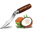 thumbnail image 1 of 1 pieza de herramienta para coco, removedor de pulpa de coco, mango de madera duradero, cuchillo raspador de acero inoxidable para abrir cocos y para el hogar., 1 of 8