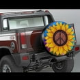 thumbnail image 2 of Peace Sign Sunflower Spare Tire Cover,Universal Wheel Tire Cover for Trailer, RV, SUV, Truck,Camper and Many Vehicle,Weatherproof Tire Protectors, 2 of 10