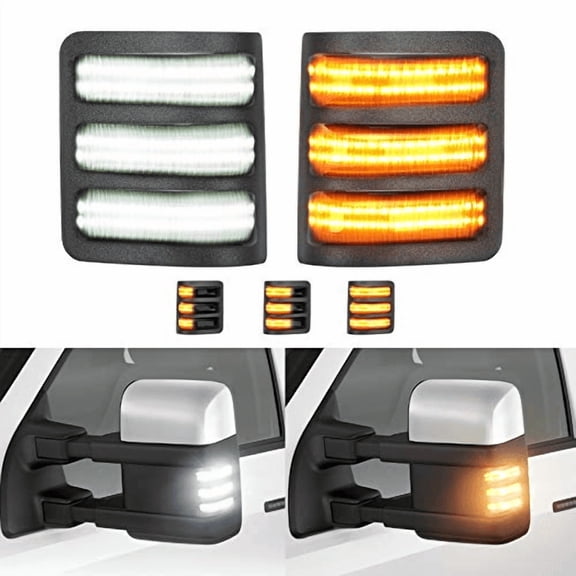 Dynamic LED Switchback Side Mirror Light Sequential Turn Signal Lamps Compatible with Fo rd F250 F350 F450 F550(2008-2016) Super Duty Amber and White Lighting(Smoked Lens)