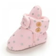 thumbnail image 4 of Newborn Infant Baby Girls Boys Warm Fleece Winter Cotton Booties Stay On Sock Slippers Ankle Boots First Walkers Grippers Slippers Crib Shoes Christmas Booties(Stars Print), 4 of 9