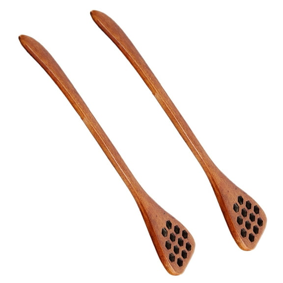 Moluckfu Coffee Spoon Wooden Brown 2Set 7.3X1.2In