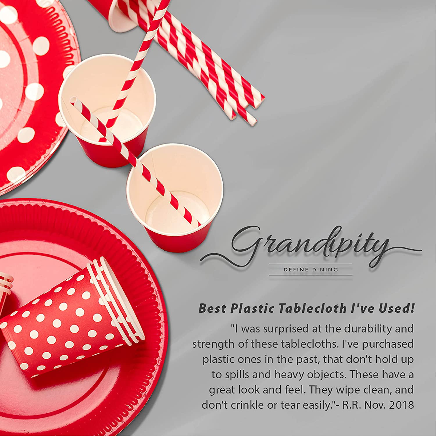 Decorative Rectangle Table Cover By Grandipity x 108 Inch Red Gingham Checkered 12 Pack Premium Disposable Plastic Picnic Tablecloth 54 Inch