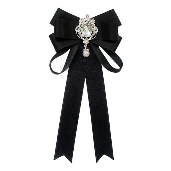 Menolana Bow Tie for Women Brooch Pin Accessories Formal Solid Color Girls Classic Ladies Necktie Neck Tie for Uniform Black
