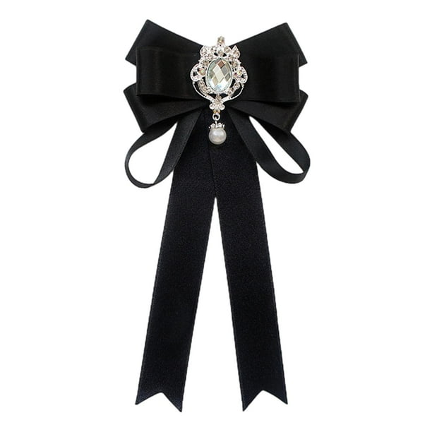 Pajarita preatada para damas, pajarita para adolescentes, decoración clásica, color sólido, para el cuello Negro