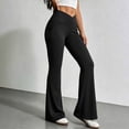 thumbnail image 3 of SAWOBUUN Womens V Cross Flare Leggings Yoga Pants High Waist Crossover Tummy Control Bootcut Workout Pants, 3 of 6