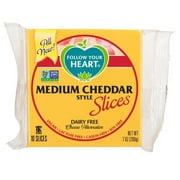 Follow Your Heart, Dairy Free, Medium Cheddar, Cheese Slices, 7 oz, 10 Count