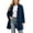 Navy, variant on APEXFWDT Women's Notch Collar Fuzzy Trench Coat Button Front Long Sleeve Mid Length Jacket for Work Fall Winter Coat