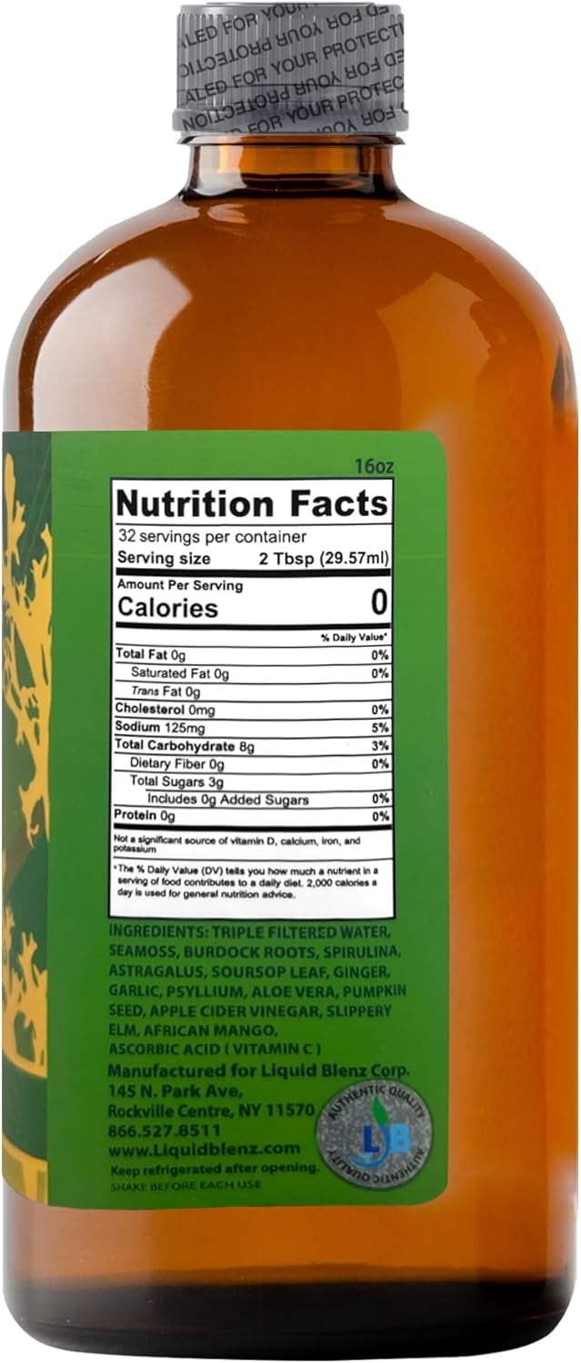 LIQUID BLENZ Sea Moss Tonic, 16 fl oz – Natural Herbal Supplement for Overall Body Support, Energy & Wellness Boost
